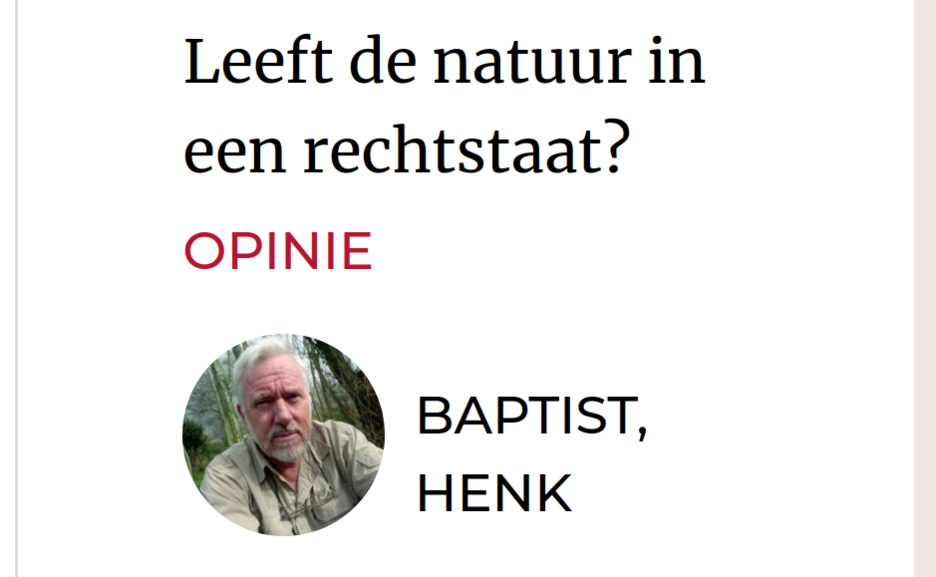 Henk Baptist op Omgevingsweb: Leeft de natuur in een rechtstaat?