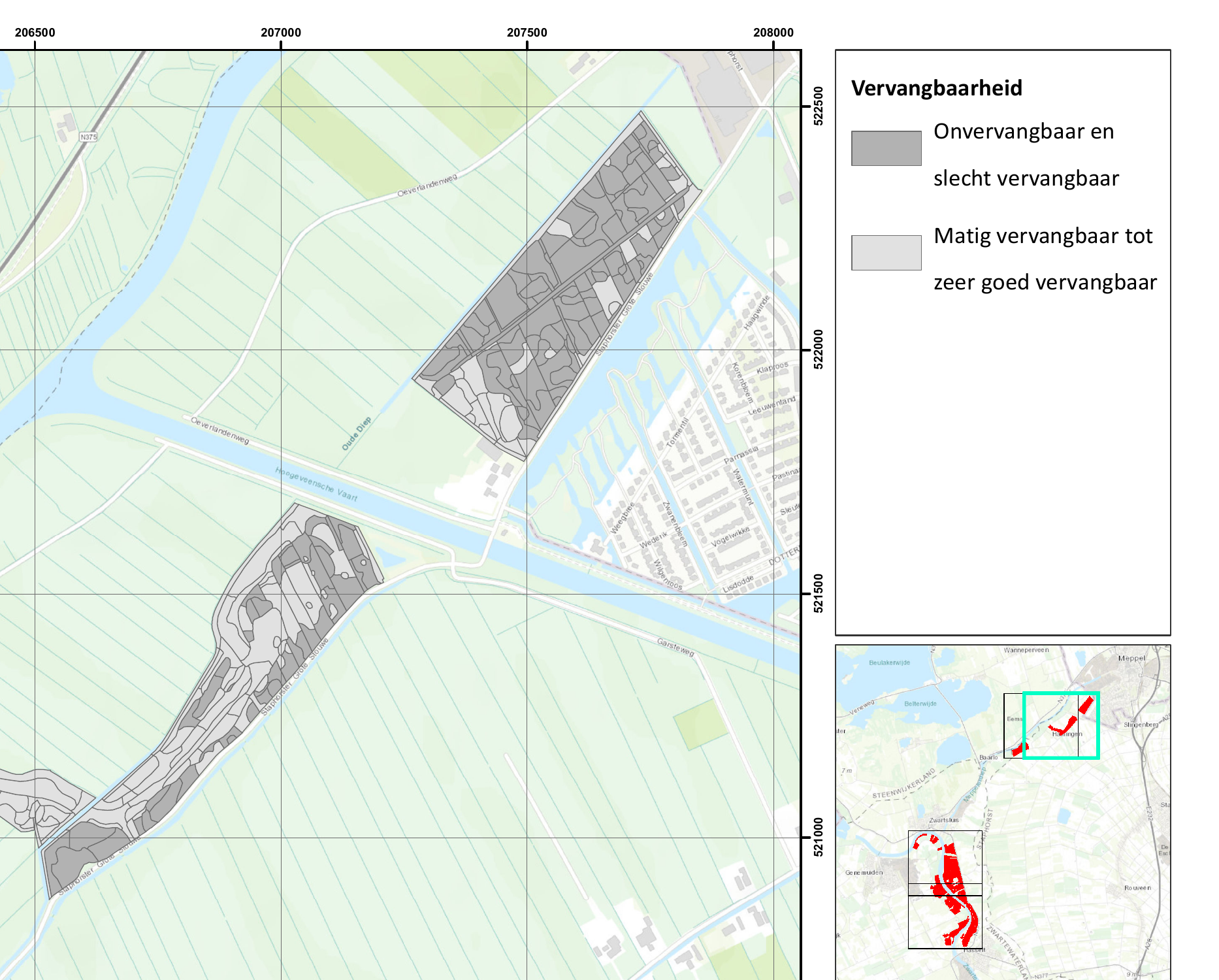 detail van kaart op p. 390, <em>Deelgebied Olde Staphorst</em>